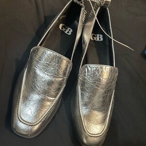 Gianni Bini Silver Metallic Loafers Slip-Ons